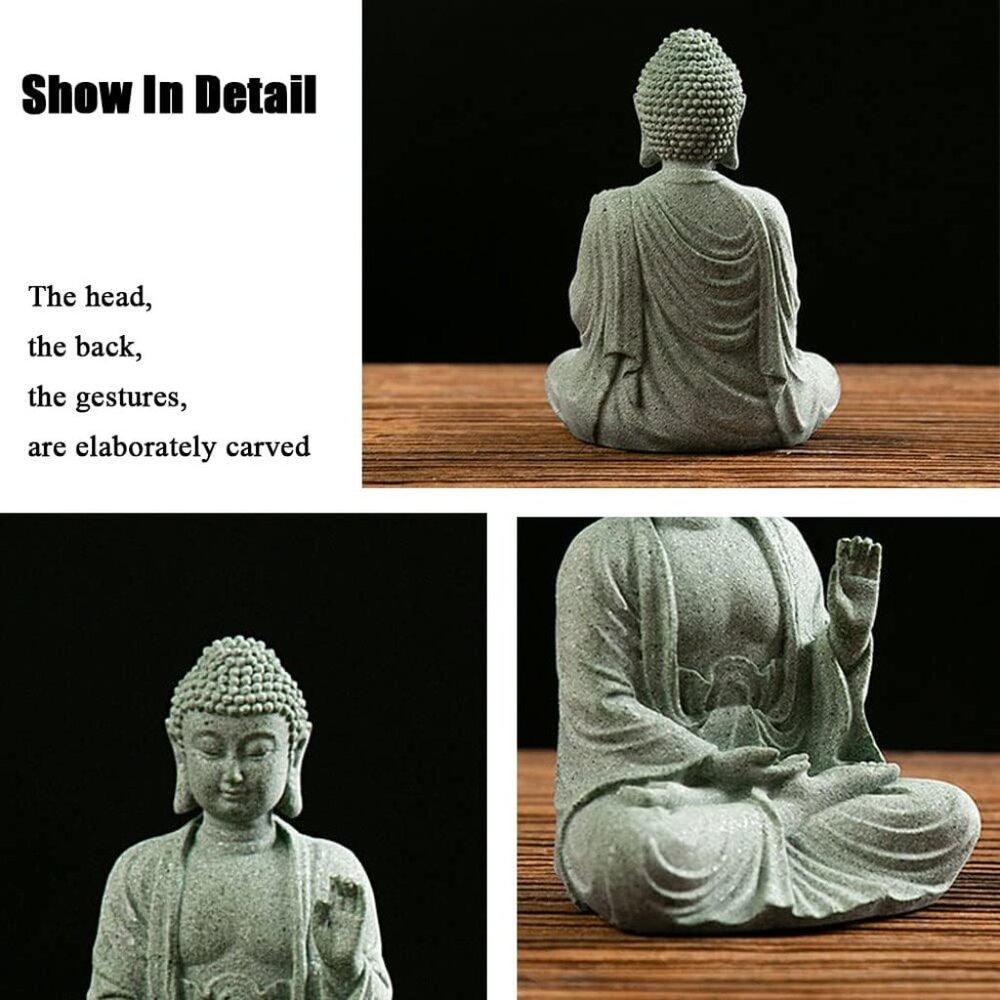 Mini Buddha Statue 4.7 Inch Natural Stone Handmade Buddha Sculptures Creative Ze - Picture 5 of 6
